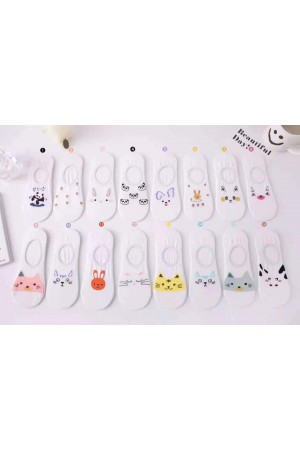 Set Sosete Dama, 10 perechi, talpici alb cu model animale / DIVERSE(2)