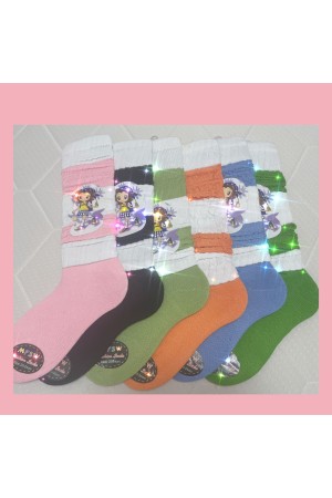 SET SOSETE DAMA, 6 PERECHI, LUNGI, DIVERSE CULORI CU DUNGI ALBI, LEG WARMERS