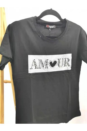 TRICOU DAMA,NEGRU CU MODEL2